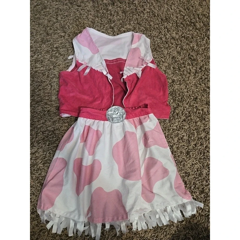 Cowgirl Halloween Costume Dress Up Pink Cow Print Western Age 3-6 Melissa & Doug